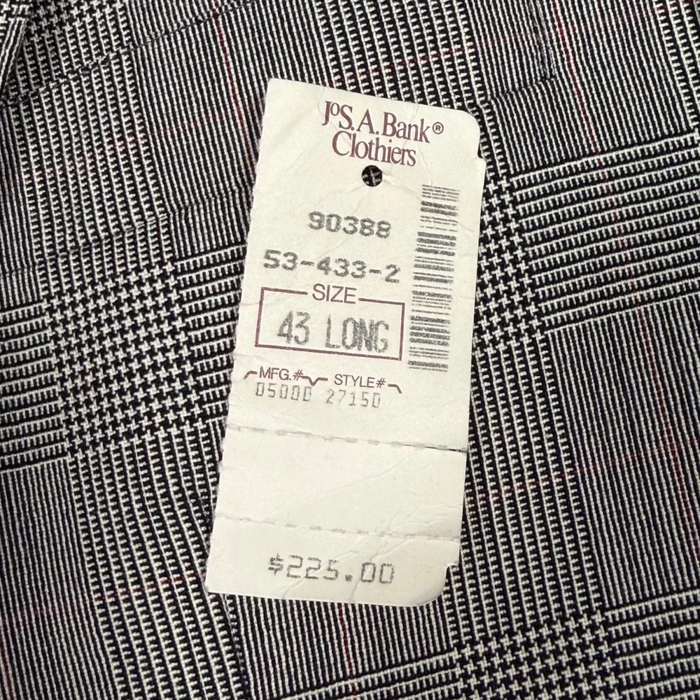 Jos A Bank Executive Collection Glen Plaid Blazer Grey Red Blue 43 Long Wool